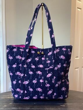 Vera Bradley Flamingo Fiesta Print 13” Quilted Tote